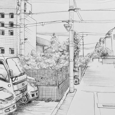 1 Fluchtpunktperspektive Zeichnung Stadt 04