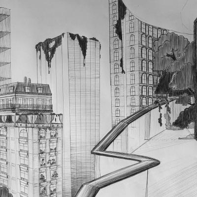 2 Fluchtpunktperspektive Zeichnung Stadt 02