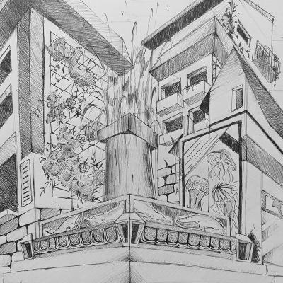 2 Fluchtpunktperspektive Zeichnung Stadt 04