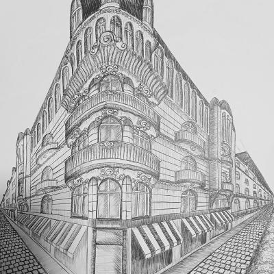 2 Fluchtpunktperspektive Zeichnung Stadt 05