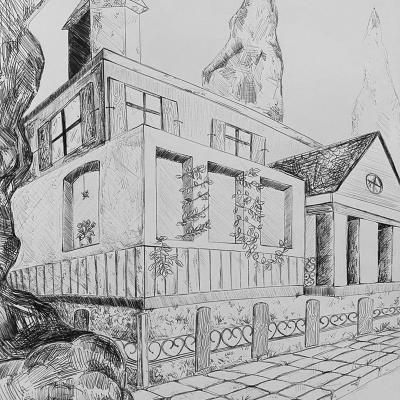 2 Fluchtpunktperspektive Zeichnung Stadt 06