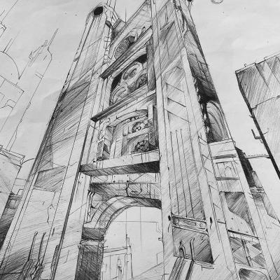 3 Fluchtpunktperspektive Zeichnung Stadt 01